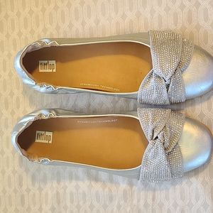 Fitflop Leather Allegro Sparkle Ballerina Shoe Size 10 (B10)